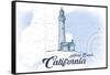 Avila Beach, California - Lighthouse - Blue - Coastal Icon-Lantern Press-Framed Stretched Canvas