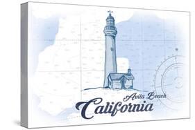 Avila Beach, California - Lighthouse - Blue - Coastal Icon-Lantern Press-Stretched Canvas