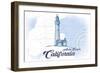 Avila Beach, California - Lighthouse - Blue - Coastal Icon-Lantern Press-Framed Art Print