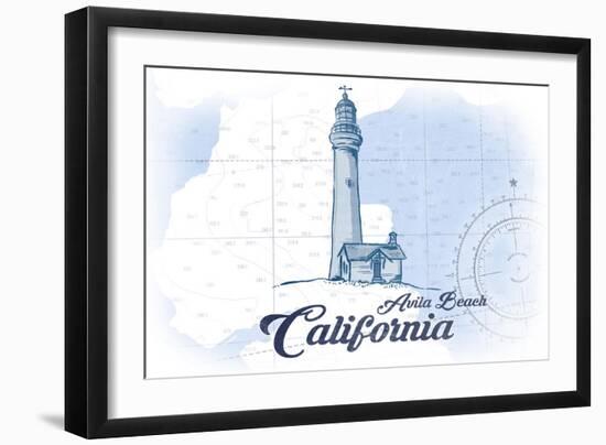 Avila Beach, California - Lighthouse - Blue - Coastal Icon-Lantern Press-Framed Art Print