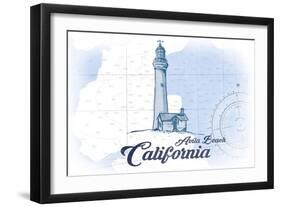 Avila Beach, California - Lighthouse - Blue - Coastal Icon-Lantern Press-Framed Art Print