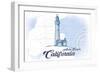 Avila Beach, California - Lighthouse - Blue - Coastal Icon-Lantern Press-Framed Art Print