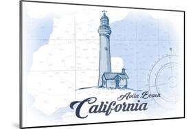 Avila Beach, California - Lighthouse - Blue - Coastal Icon-Lantern Press-Mounted Art Print
