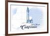 Avila Beach, California - Lighthouse - Blue - Coastal Icon-Lantern Press-Framed Premium Giclee Print