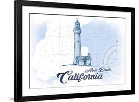 Avila Beach, California - Lighthouse - Blue - Coastal Icon-Lantern Press-Framed Premium Giclee Print