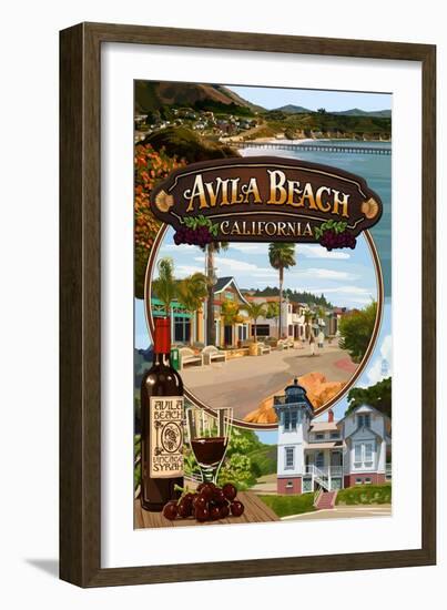 Avila Beach, California - Montage Scenes-Lantern Press-Framed Art Print