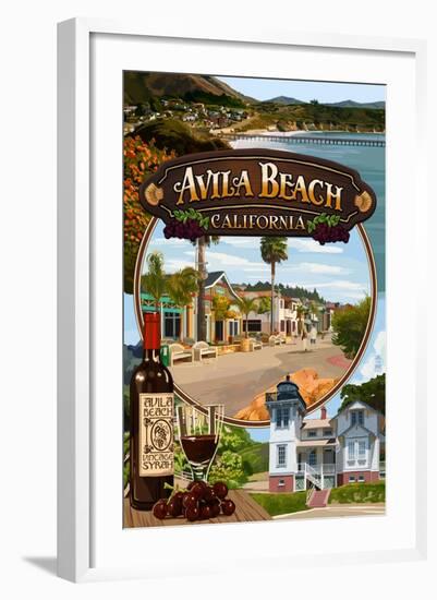 Avila Beach, California - Montage Scenes-Lantern Press-Framed Art Print