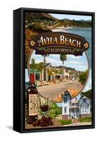 Avila Beach, California - Montage Scenes-Lantern Press-Framed Stretched Canvas