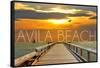 Avila Beach, California - Pier at Sunset-Lantern Press-Framed Stretched Canvas