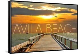 Avila Beach, California - Pier at Sunset-Lantern Press-Framed Stretched Canvas