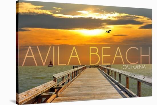 Avila Beach, California - Pier at Sunset-Lantern Press-Stretched Canvas