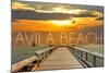 Avila Beach, California - Pier at Sunset-Lantern Press-Mounted Art Print