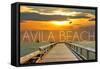 Avila Beach, California - Pier at Sunset-Lantern Press-Framed Stretched Canvas