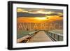 Avila Beach, California - Pier at Sunset-Lantern Press-Framed Art Print