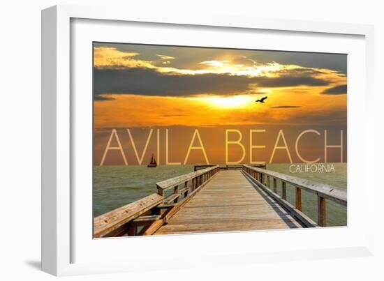 Avila Beach, California - Pier at Sunset-Lantern Press-Framed Art Print