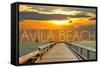 Avila Beach, California - Pier at Sunset-Lantern Press-Framed Stretched Canvas