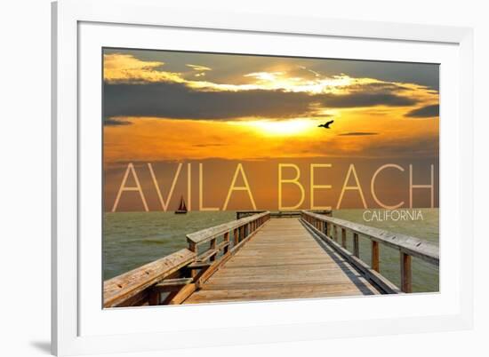 Avila Beach, California - Pier at Sunset-Lantern Press-Framed Premium Giclee Print