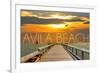 Avila Beach, California - Pier at Sunset-Lantern Press-Framed Premium Giclee Print