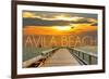 Avila Beach, California - Pier at Sunset-Lantern Press-Framed Premium Giclee Print