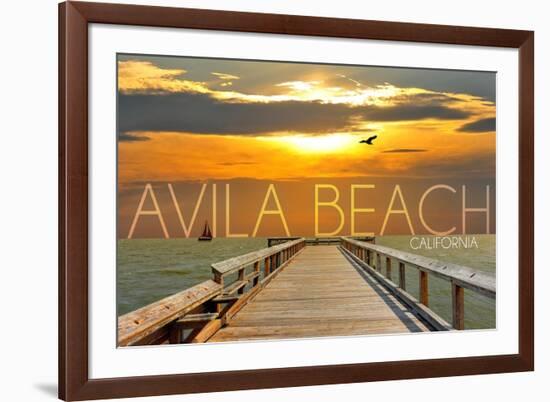 Avila Beach, California - Pier at Sunset-Lantern Press-Framed Premium Giclee Print