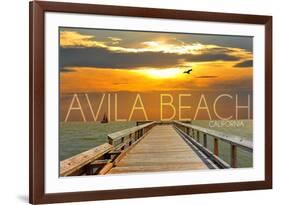 Avila Beach, California - Pier at Sunset-Lantern Press-Framed Premium Giclee Print