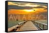 Avila Beach, California - Pier at Sunset-Lantern Press-Framed Stretched Canvas