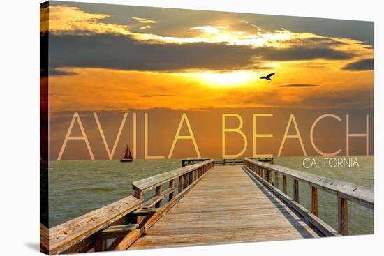 Avila Beach, California - Pier at Sunset-Lantern Press-Stretched Canvas