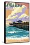Avila Beach, California - Pier Sunset-Lantern Press-Framed Stretched Canvas