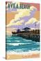 Avila Beach, California - Pier Sunset-Lantern Press-Stretched Canvas