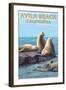 Avila Beach, California - Sea Lions-Lantern Press-Framed Art Print