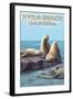 Avila Beach, California - Sea Lions-Lantern Press-Framed Art Print