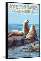 Avila Beach, California - Sea Lions-Lantern Press-Framed Stretched Canvas