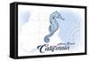 Avila Beach, California - Seahorse - Blue - Coastal Icon-Lantern Press-Framed Stretched Canvas