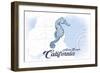 Avila Beach, California - Seahorse - Blue - Coastal Icon-Lantern Press-Framed Art Print