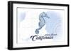 Avila Beach, California - Seahorse - Blue - Coastal Icon-Lantern Press-Framed Art Print