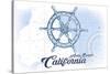 Avila Beach, California - Ship Wheel - Blue - Coastal Icon-Lantern Press-Stretched Canvas
