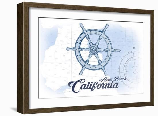 Avila Beach, California - Ship Wheel - Blue - Coastal Icon-Lantern Press-Framed Art Print