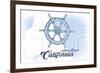 Avila Beach, California - Ship Wheel - Blue - Coastal Icon-Lantern Press-Framed Premium Giclee Print