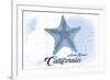 Avila Beach, California - Starfish - Blue - Coastal Icon-Lantern Press-Framed Art Print