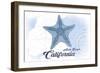 Avila Beach, California - Starfish - Blue - Coastal Icon-Lantern Press-Framed Art Print