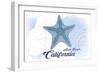 Avila Beach, California - Starfish - Blue - Coastal Icon-Lantern Press-Framed Art Print