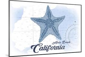 Avila Beach, California - Starfish - Blue - Coastal Icon-Lantern Press-Mounted Art Print