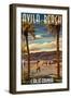 Avila Beach, California - Surfer and Pier-Lantern Press-Framed Art Print