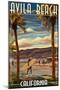 Avila Beach, California - Surfer and Pier-Lantern Press-Mounted Art Print