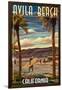 Avila Beach, California - Surfer and Pier-Lantern Press-Framed Art Print