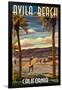 Avila Beach, California - Surfer and Pier-Lantern Press-Framed Art Print