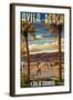 Avila Beach, California - Surfer and Pier-Lantern Press-Framed Art Print