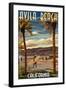 Avila Beach, California - Surfer and Pier-Lantern Press-Framed Art Print