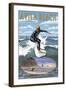 Avila Beach, California - Surfer Scene-Lantern Press-Framed Art Print