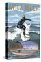 Avila Beach, California - Surfer Scene-Lantern Press-Stretched Canvas